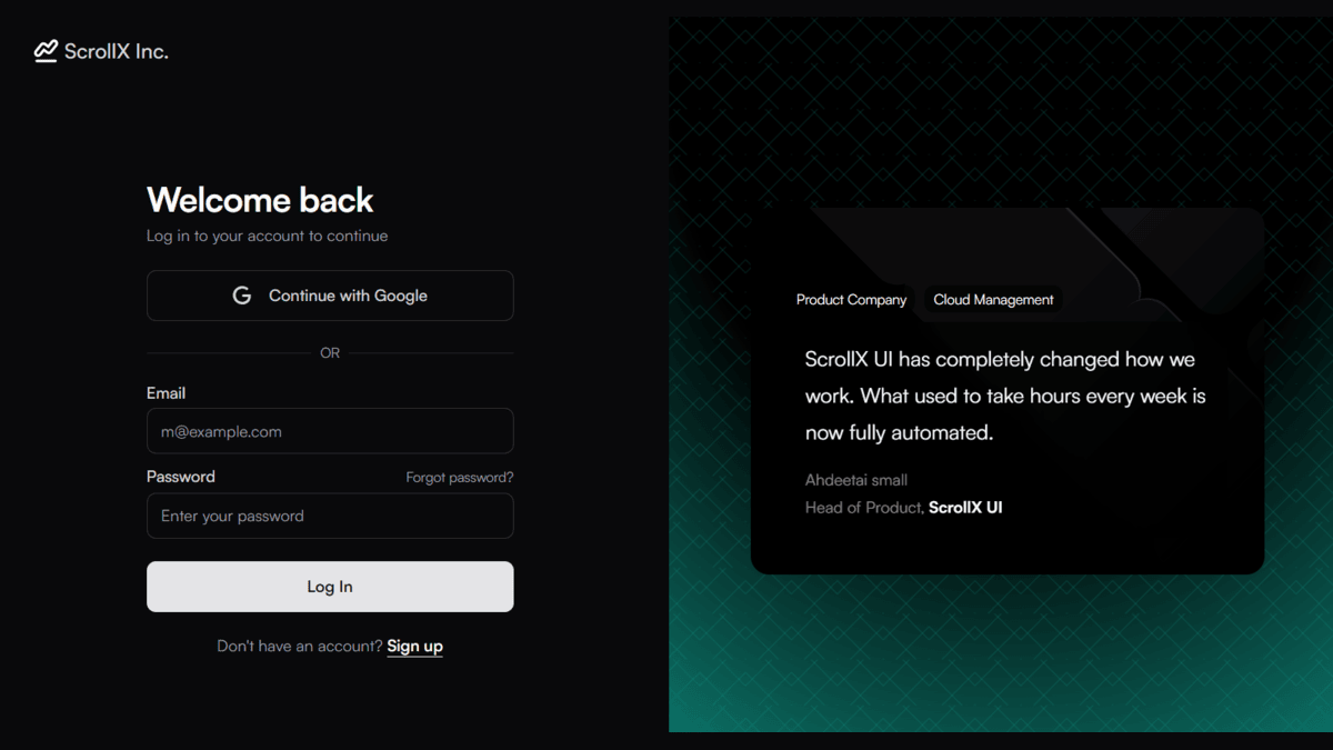 Login Sections